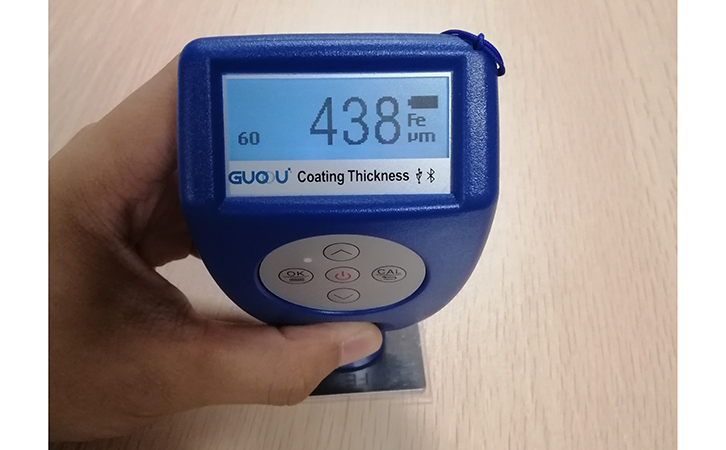 果歐膜厚測試儀檢測調零板上標準片的厚度 果歐膜厚測試儀檢測調零板上標準片的厚度